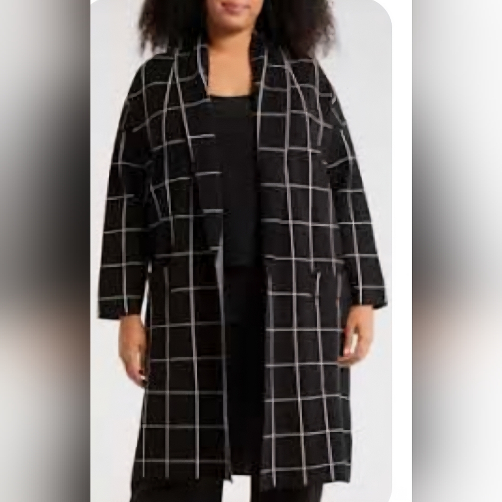 Max Studio Black and White Checkered Cardigan sz M